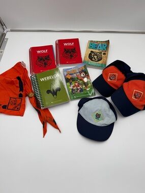 Cub Scouts Handbook Lot Wolf Bear Webelos Tiger Hat Neckerchief BSA